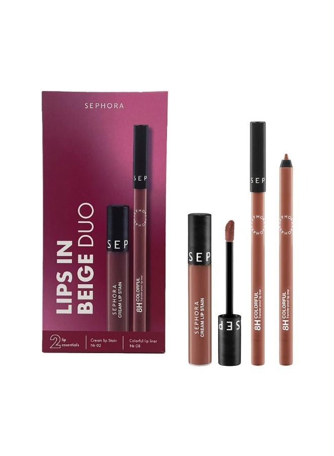 SEPHORA Collection Lips in Beige Duo – Beige Lipstick & Lip Liner Set for Natural Nude Look, 2-Piece Lip Makeup Combo - Image 1